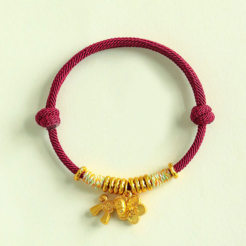 Nimara Ritual Year Of The Horse Flower Charm Red String Connection Handmade Bracelet
