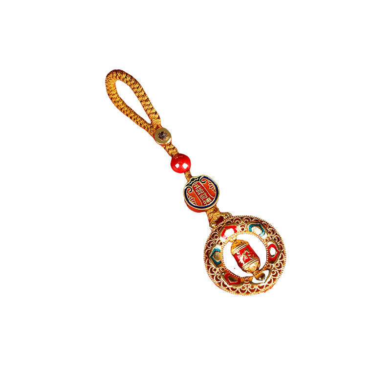 Nimara Ritual Copper Prayer Wheel Five Directions Gods Of Wealth Balance Rotatable Key Chain