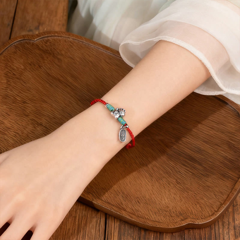 Nimara Ritual 999 Sterling Silver Year Of The Horse 925 Sterling Silver Peace And Joy Charm String Braided Luck Bracelet Anklet
