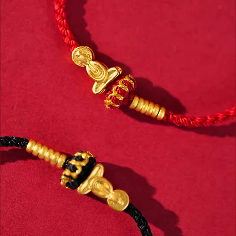 Nimara Ritual Formless Buddha Lotus Knot Red String Protection Braided Bracelet