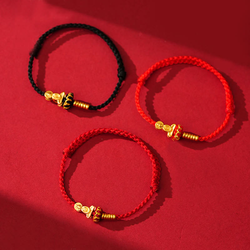 Nimara Ritual Formless Buddha Lotus Knot Red String Protection Braided Bracelet