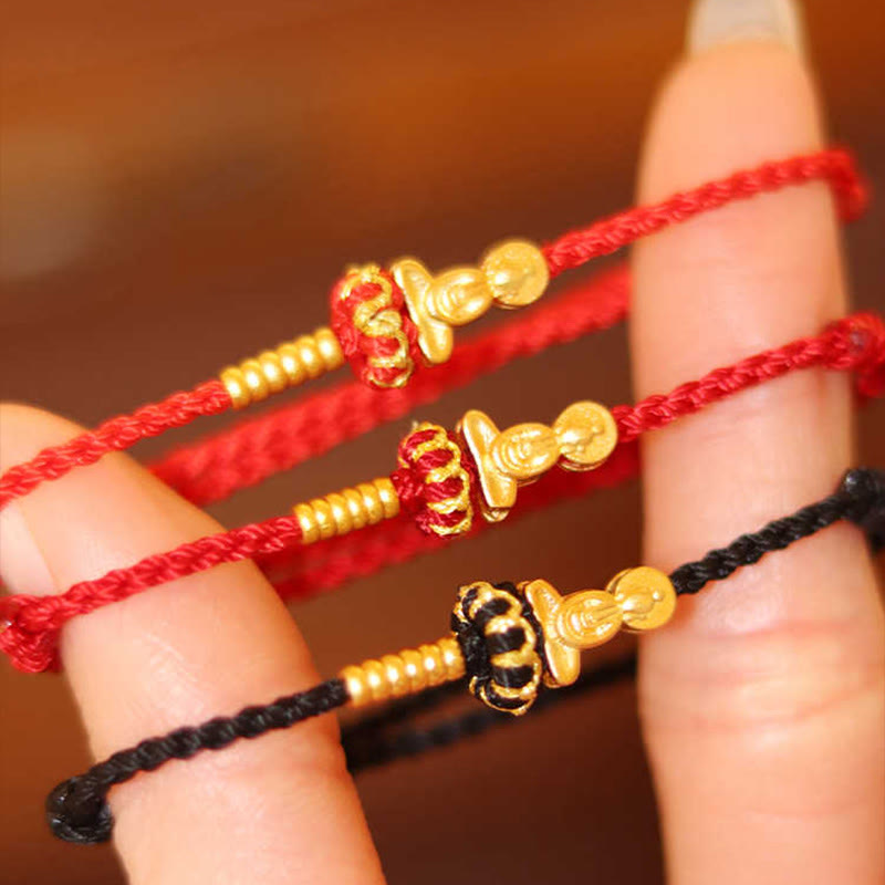 Nimara Ritual Formless Buddha Lotus Knot Red String Protection Braided Bracelet
