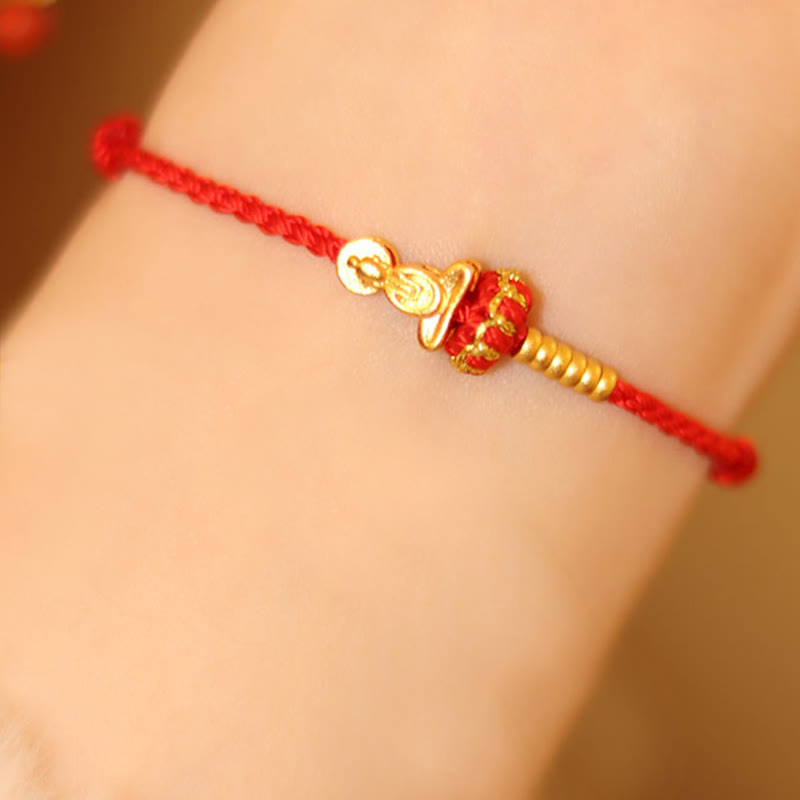 Nimara Ritual Formless Buddha Lotus Knot Red String Protection Braided Bracelet