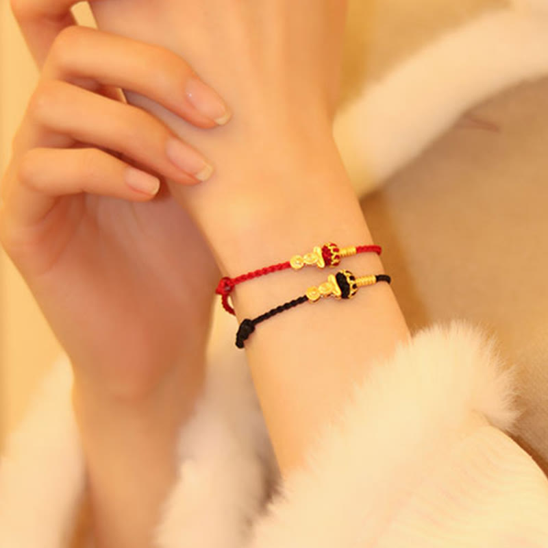 Nimara Ritual Formless Buddha Lotus Knot Red String Protection Braided Bracelet