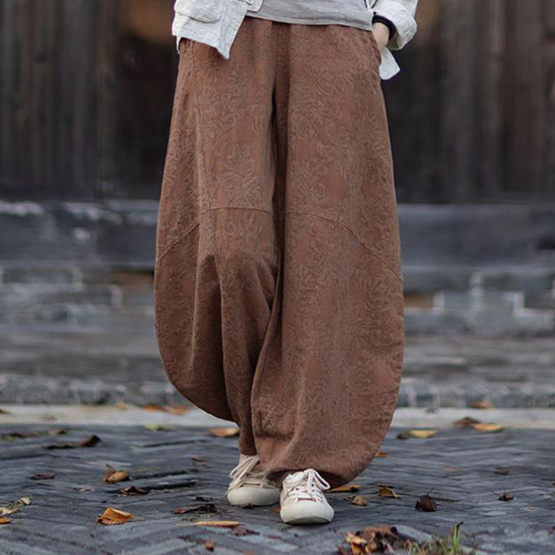 Nimara Ritual Fall Jacquard Women's Frog-Button Long Sleeve Shirt Pants Cotton Linen Clothing