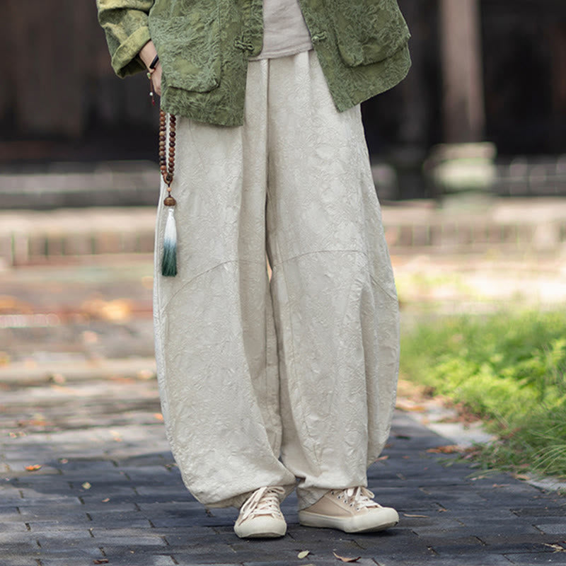 Nimara Ritual Fall Jacquard Women's Frog-Button Long Sleeve Shirt Pants Cotton Linen Clothing