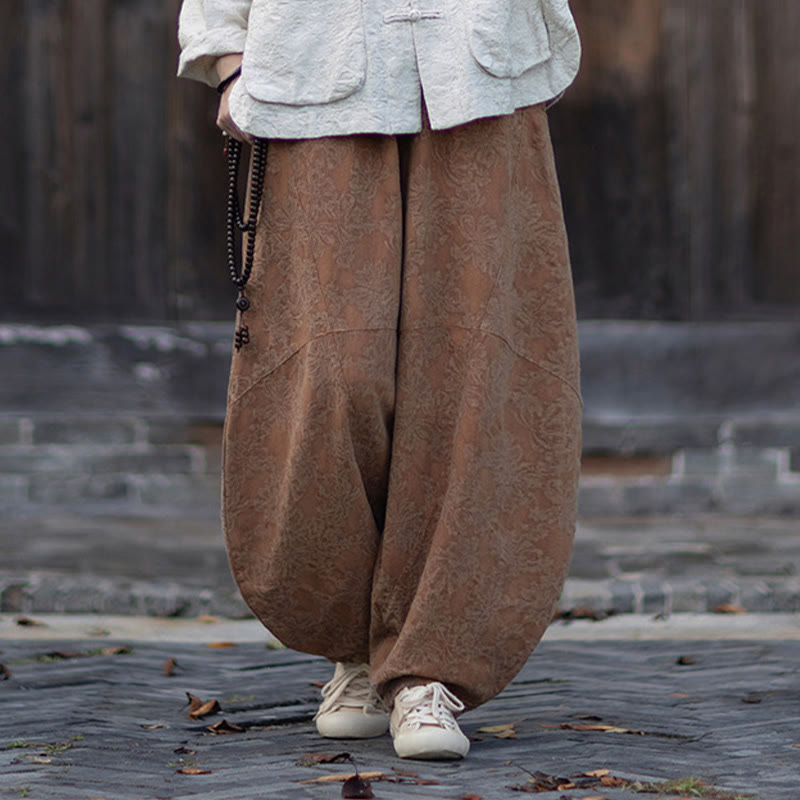 Nimara Ritual Fall Jacquard Women's Frog-Button Long Sleeve Shirt Pants Cotton Linen Clothing