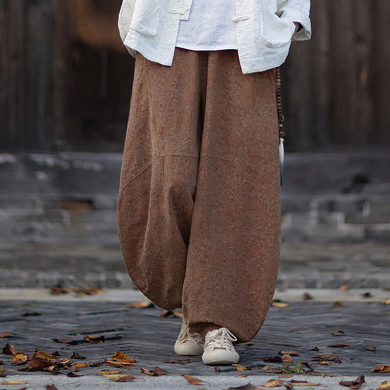Nimara Ritual Fall Jacquard Women's Frog-Button Long Sleeve Shirt Pants Cotton Linen Clothing
