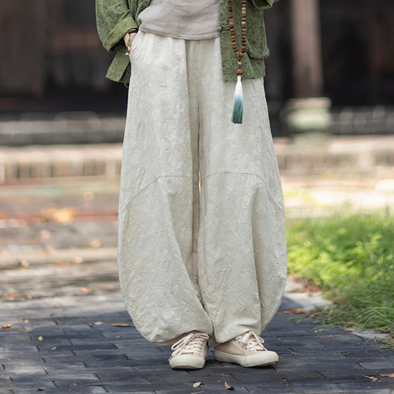 Nimara Ritual Fall Jacquard Women's Frog-Button Long Sleeve Shirt Pants Cotton Linen Clothing