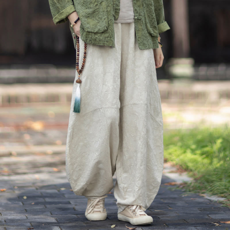Nimara Ritual Fall Jacquard Women's Frog-Button Long Sleeve Shirt Pants Cotton Linen Clothing