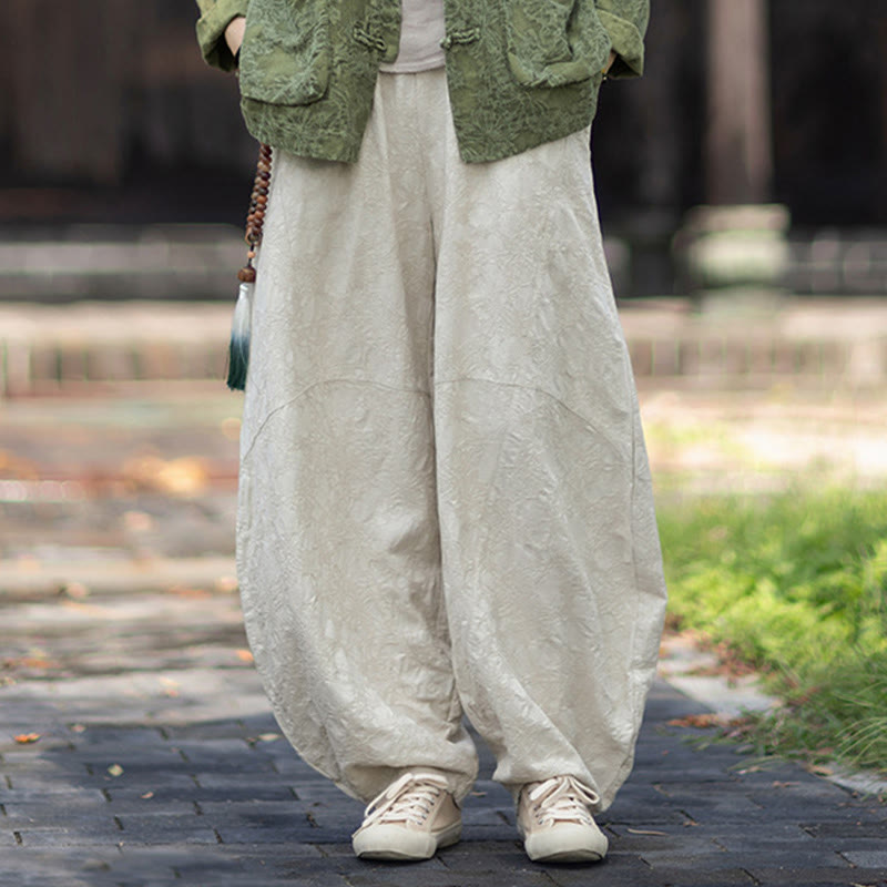 Nimara Ritual Fall Jacquard Women's Frog-Button Long Sleeve Shirt Pants Cotton Linen Clothing