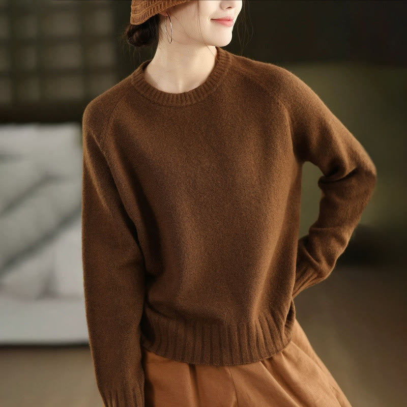 Nimara Ritual Winter Crew Neck Warm Long Sleeve Women's Cotton Knitted Sweater
