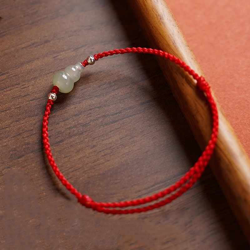 Nimara Ritual Gourd Hetian Jade Red String Prosperity Bracelet Anklet