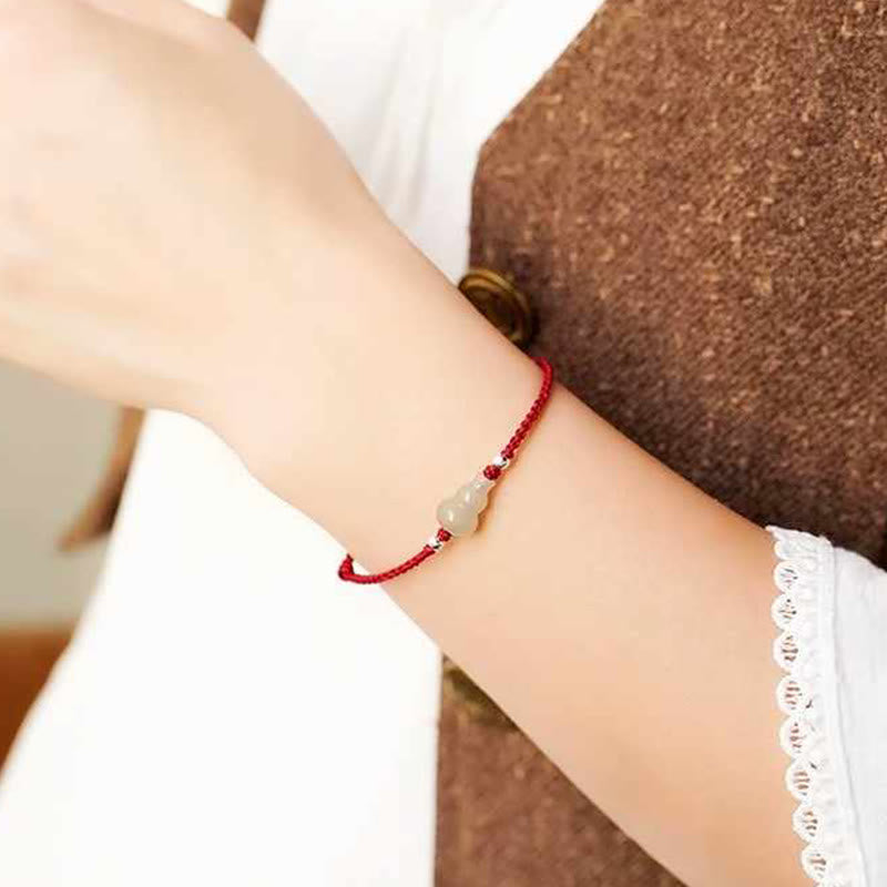 Nimara Ritual Gourd Hetian Jade Red String Prosperity Bracelet Anklet