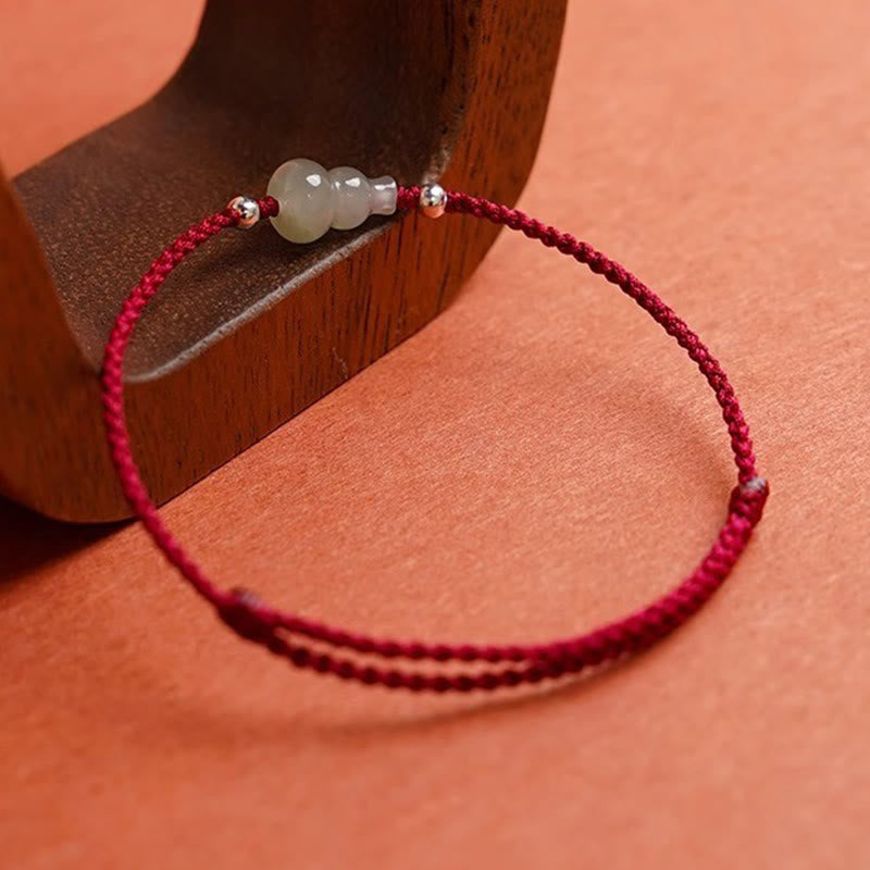 Nimara Ritual Gourd Hetian Jade Red String Prosperity Bracelet Anklet