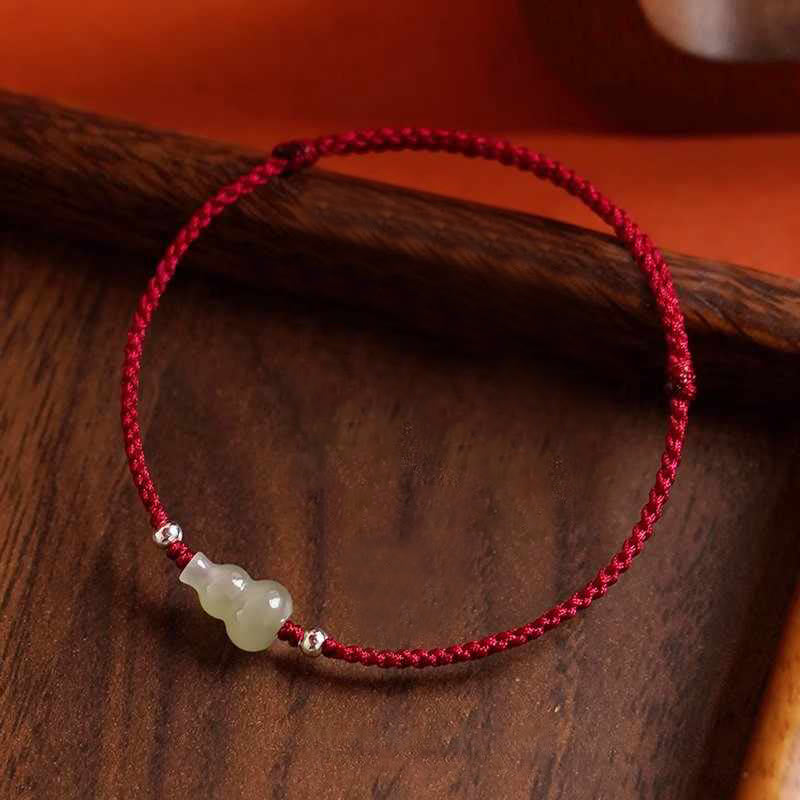 Nimara Ritual Gourd Hetian Jade Red String Prosperity Bracelet Anklet