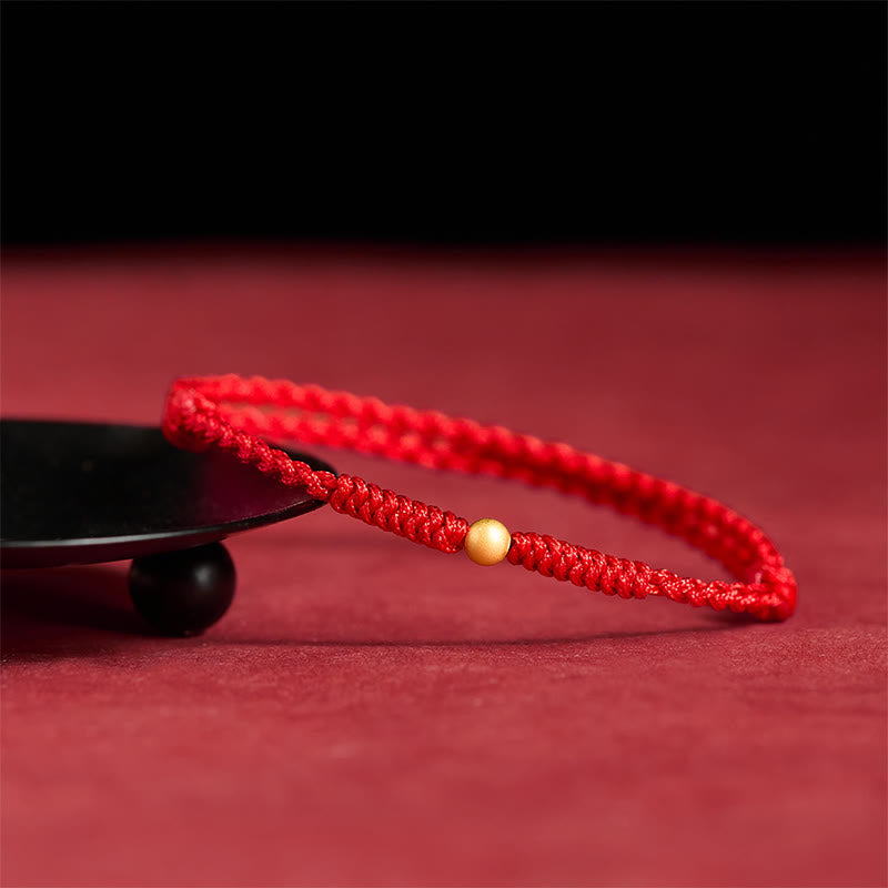 Nimara Ritual "A Simple Wish for You" 925 Sterling Silver Plated Gold Single Bead Red Rope Bracelet Anklet Includes Gift Message Card