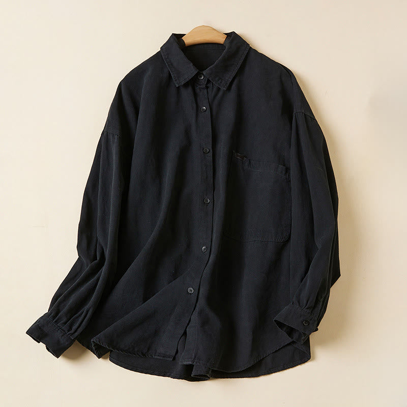 Nimara Ritual Casual Buttons Design Women's Stand Collar Long Sleeve Cotton Shirt