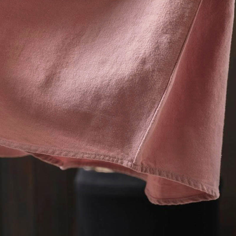Nimara Ritual Fall Solid Color Button Down Stand Collar Long Sleeve Women's Cotton Shirt