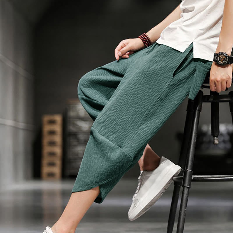 Nimara Ritual Summer Solid Men's Cropped Pants With Pockets