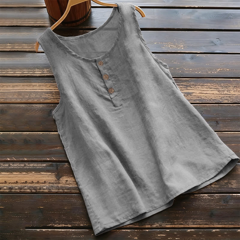 Nimara Ritual Summer Pure Color Crew Collar Button Women's Vest Waistcoat