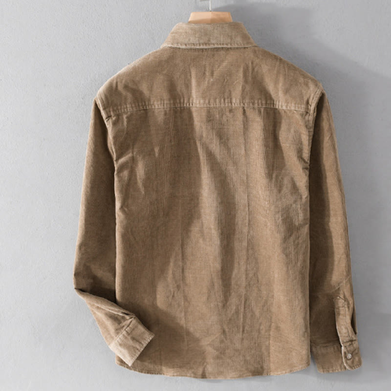 Nimara Ritual Casual Corduroy Solid Color Men's Long Sleeve Cotton Thickened Jacket With Pockets