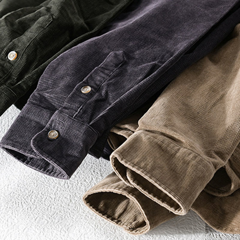 Nimara Ritual Casual Corduroy Solid Color Men's Long Sleeve Cotton Thickened Jacket With Pockets