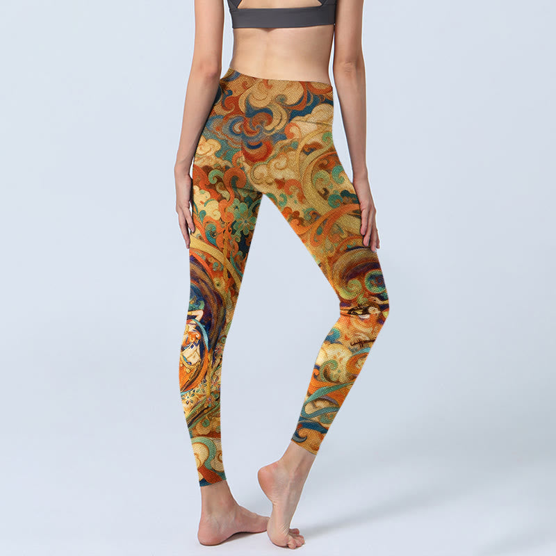 Nimara Ritual Gorgeous Fairy Cloud Pattern Print Gym Leggings Women's Yoga Pants
