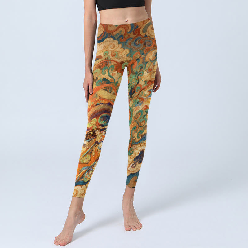 Nimara Ritual Gorgeous Fairy Cloud Pattern Print Gym Leggings Women's Yoga Pants