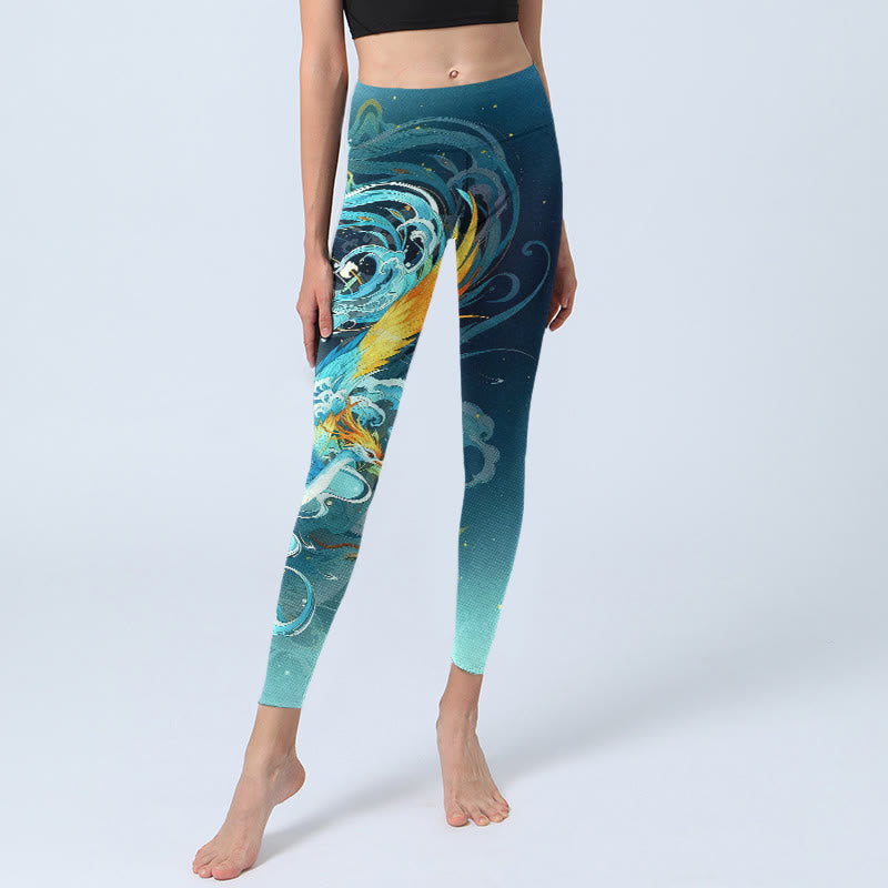 Nimara Ritual Dreamy Lively Phoenix Cloud Pattern Print Gym Leggings Women's Yoga Pants