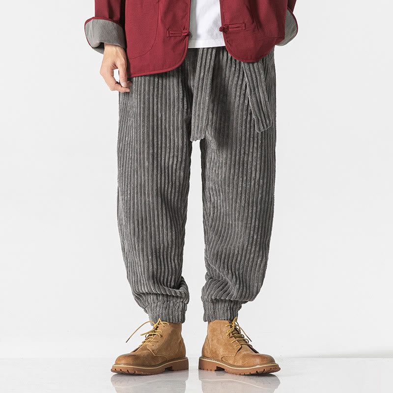 Nimara Ritual Winter Solid Color Men's Ankle-Length Corduroy Pants With Pockets