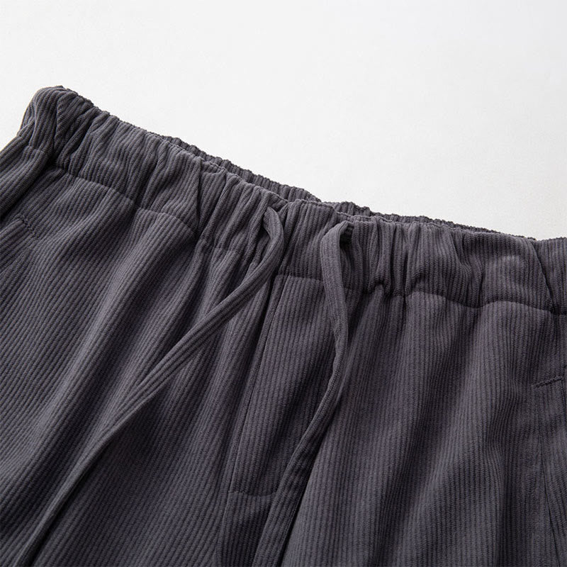 Nimara Ritual Winter Men's Drawstring Plain Elastic Waistband Design Corduroy Pants With Pockets