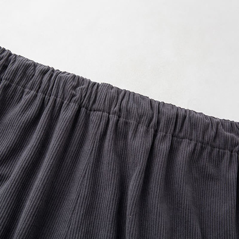 Nimara Ritual Winter Men's Drawstring Plain Elastic Waistband Design Corduroy Pants With Pockets