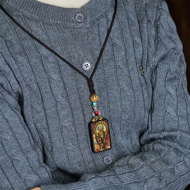 Nimara Ritual Tibetan Ganesh Ganpati Elephant Ebony Wood Rope Peace Necklace Pendant