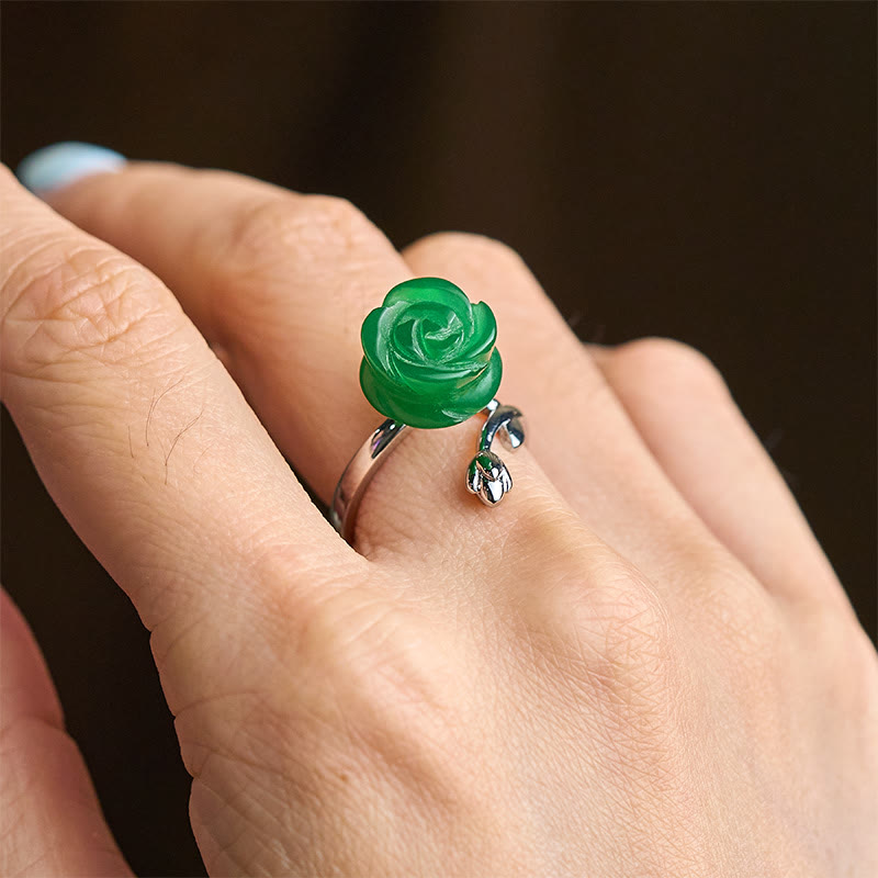 Nimara Ritual Rose Green Jasper Copper Plated Silver Adjustable Balance Ring