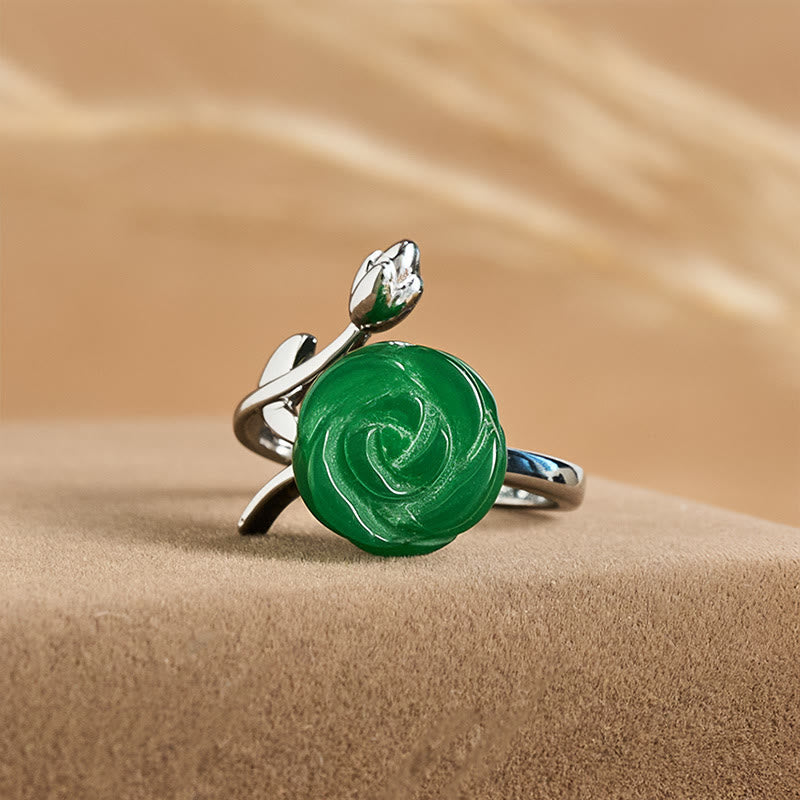 Nimara Ritual Rose Green Jasper Copper Plated Silver Adjustable Balance Ring