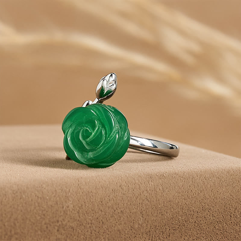 Nimara Ritual Rose Green Jasper Copper Plated Silver Adjustable Balance Ring