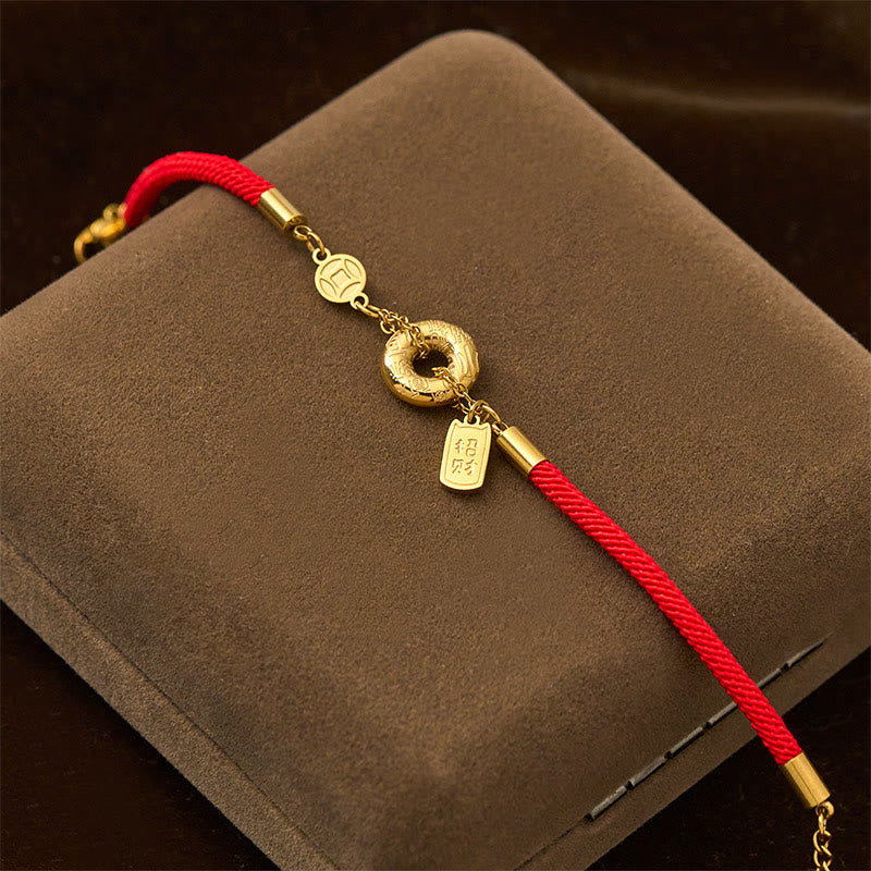 Nimara Ritual Peace Buckle Attract Fortune Charm Titanium Steel Red String Connection Bracelet