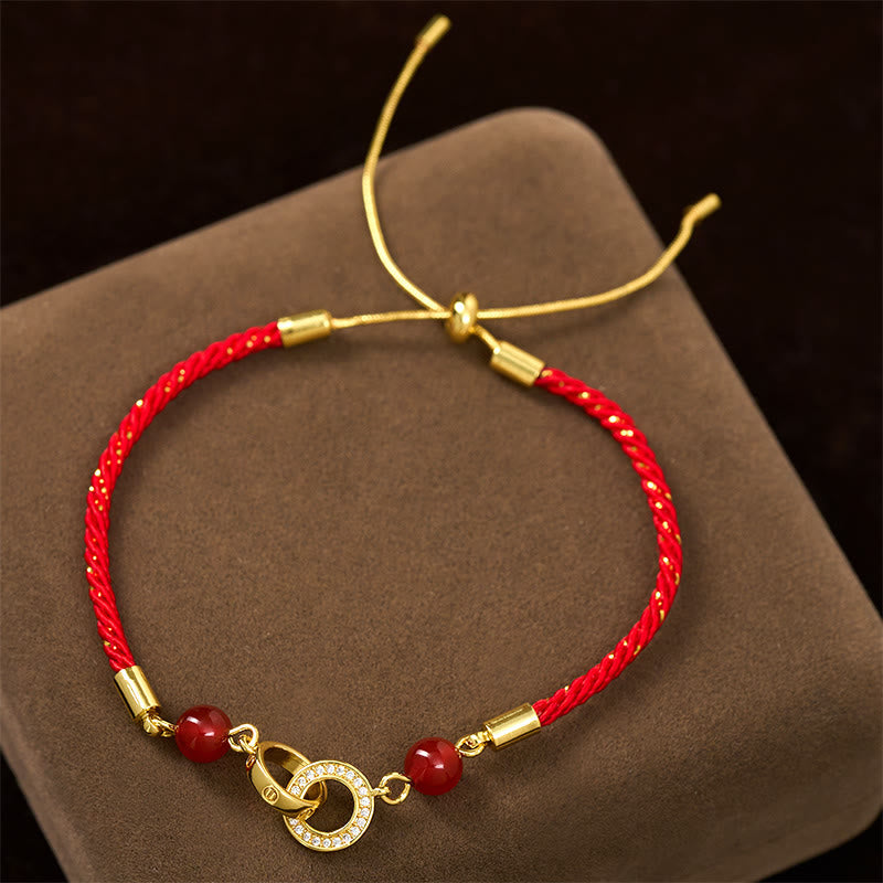 Nimara Ritual Connected Peace Buckles Copper Plated Gold Red String Protection Bracelet
