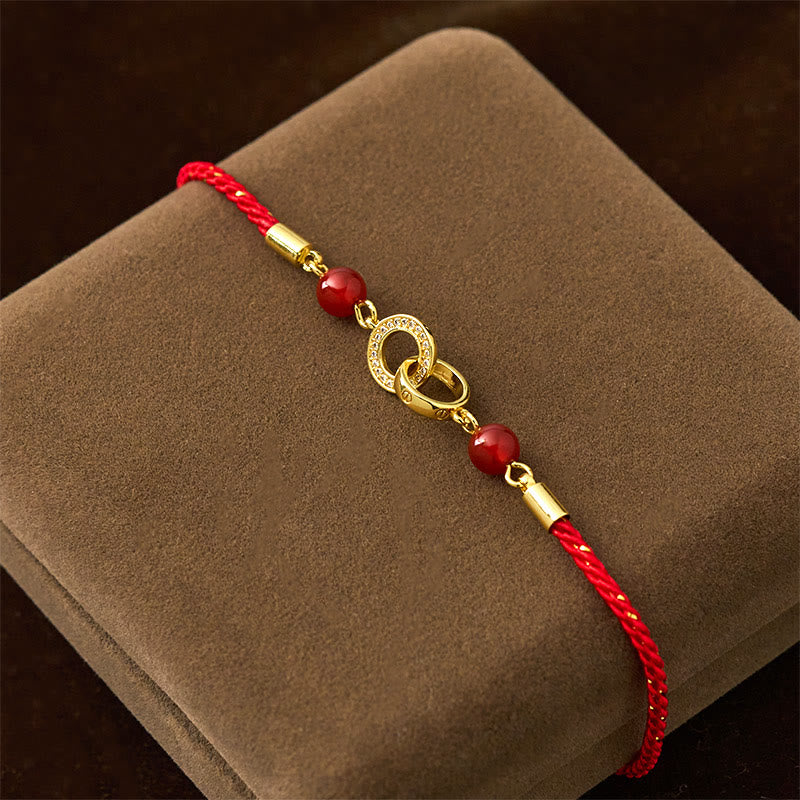 Nimara Ritual Connected Peace Buckles Copper Plated Gold Red String Protection Bracelet