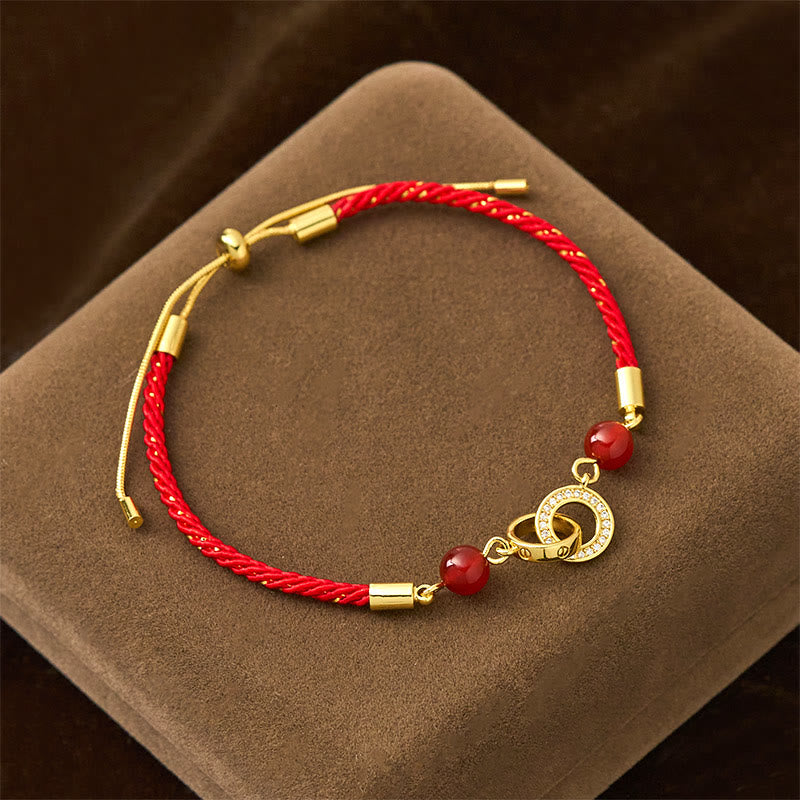 Nimara Ritual Connected Peace Buckles Copper Plated Gold Red String Protection Bracelet