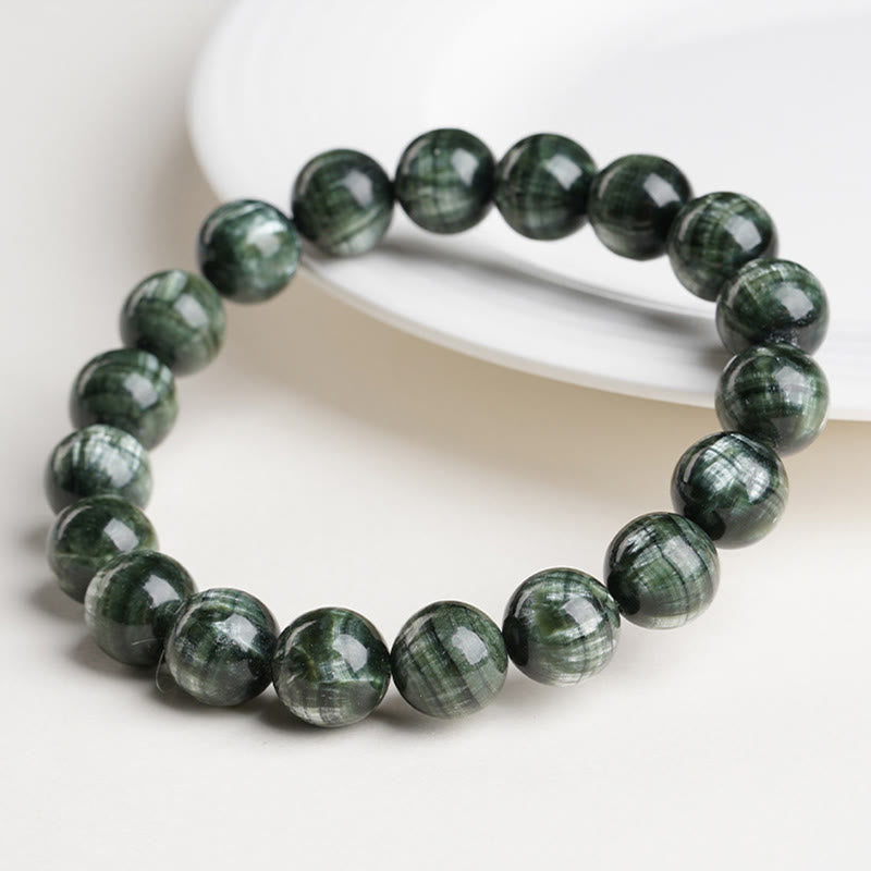 Nimara Ritual Natural Seraphinite Round Emotional Balance Beaded Bracelet
