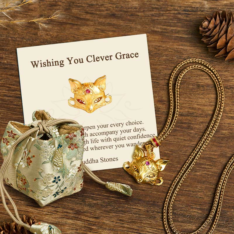 Nimara Ritual "Wishing You Clever Grace" 24k Gold Plated Brass Fox Necklace Includes Gift Message Card