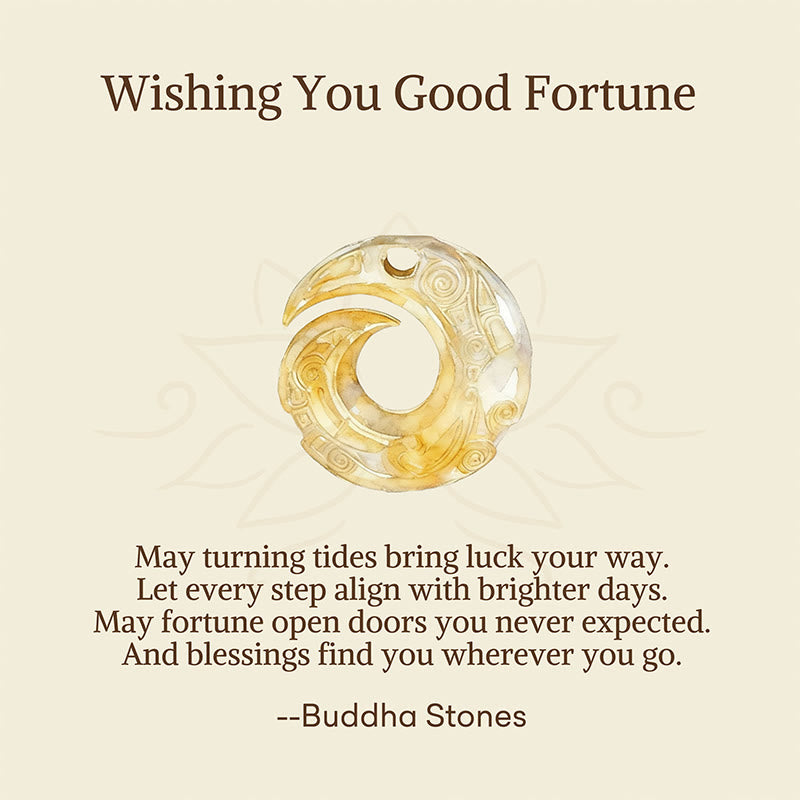 Nimara Ritual "Wishing You Good Fortune" 24k Gold Plated Brass Peace Buckle Black Rope Necklace Includes Gift Message Card