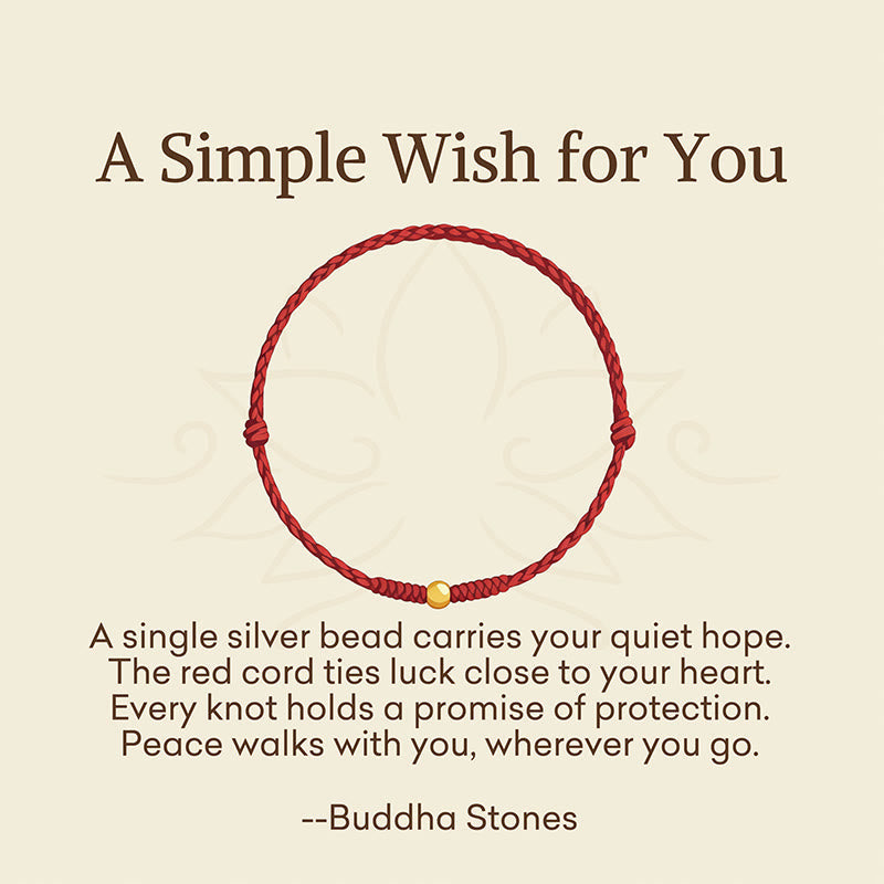 Nimara Ritual "A Simple Wish for You" 925 Sterling Silver Plated Gold Single Bead Red Rope Bracelet Anklet Includes Gift Message Card