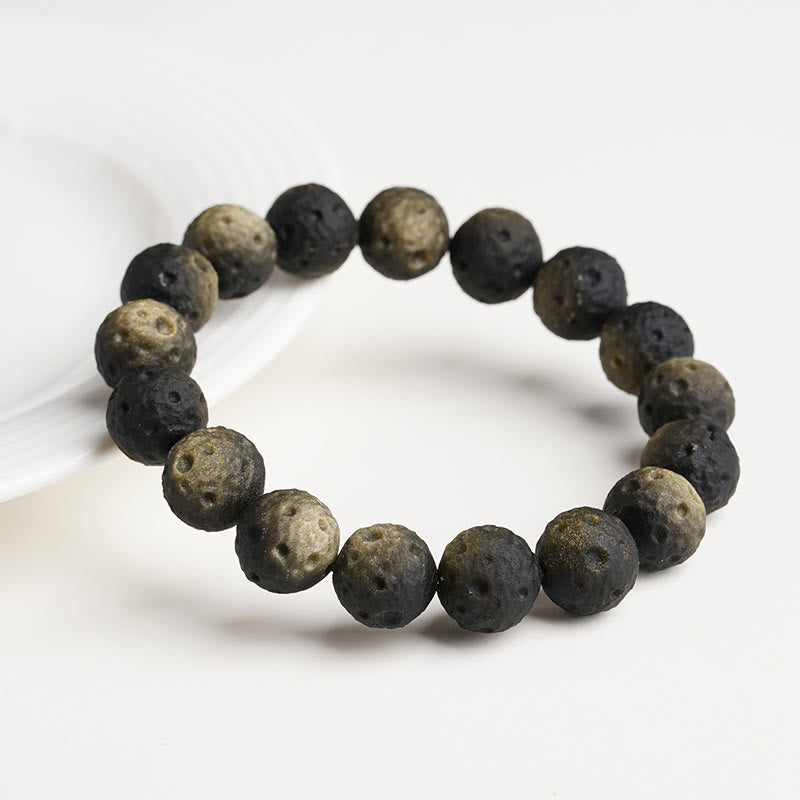Nimara Ritual Natural Silver Sheen Obsidian Gold Sheen Obsidian Round Beads Protection Bracelet