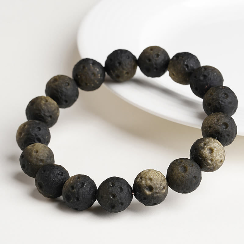 Nimara Ritual Natural Silver Sheen Obsidian Gold Sheen Obsidian Round Beads Protection Bracelet