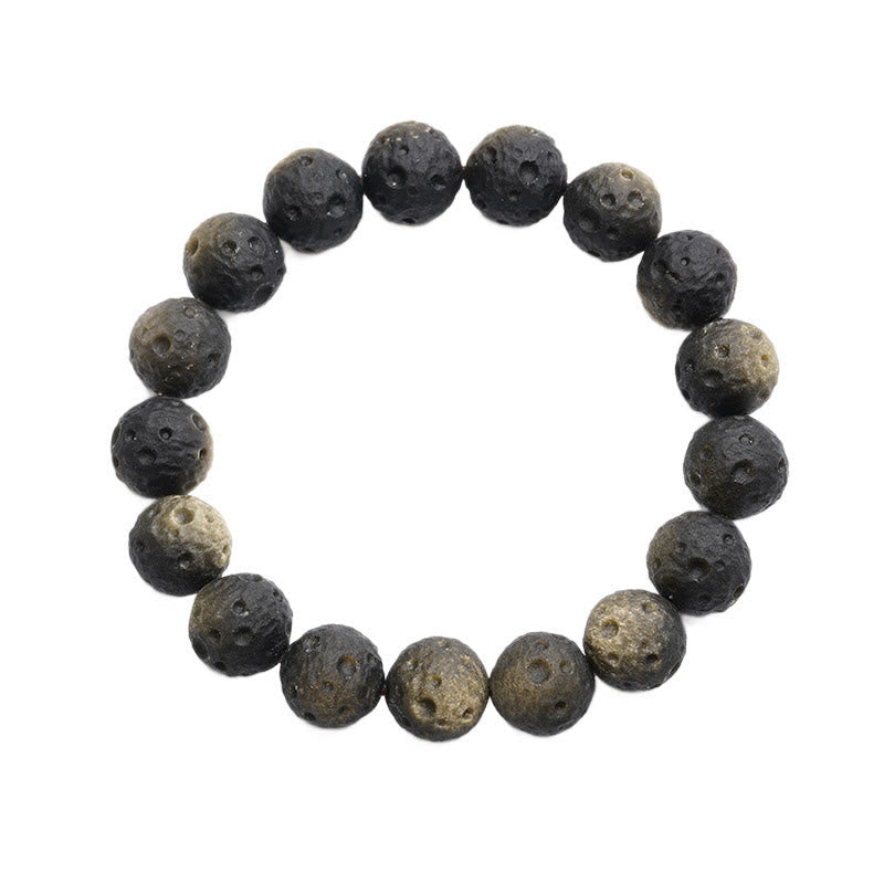 Nimara Ritual Natural Silver Sheen Obsidian Gold Sheen Obsidian Round Beads Protection Bracelet