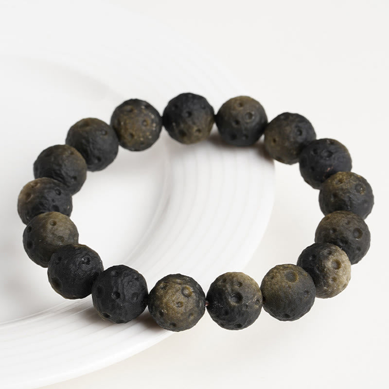 Nimara Ritual Natural Silver Sheen Obsidian Gold Sheen Obsidian Round Beads Protection Bracelet