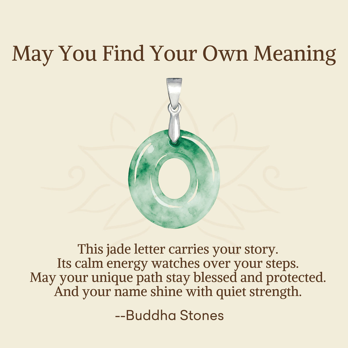 Nimara Ritual "May You Find Your Own Meaning" Natural A-Z Letter Jade 925 Sterling Silver Chain Necklace Includes Gift Message Card